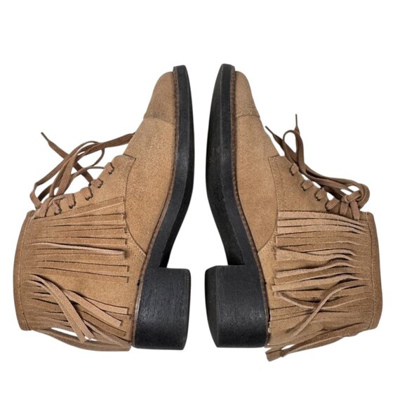 HOUSE OF HARLOW CutlerFringe Suede Boots SZ 8.5 Beige Ankle Boots Boho Indie - Picture 6 of 10